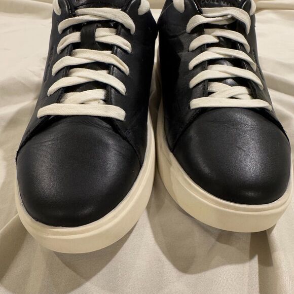 Cole Haan Black Leather Lace-Up Low Top Sneakers Women’s 9 Minimalist Classic - Picture 5 of 8